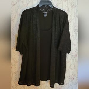 Adele & May 2X 3/4 Sleeve Jacket w Built in Tank Sheer